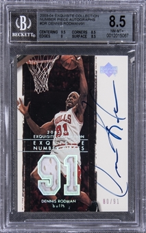 2003-04 UD "Exquisite Collection" Number Pieces #DR Dennis Rodman Signed Card (#80/91) – BGS NM-MT+ 8.5/BGS 8